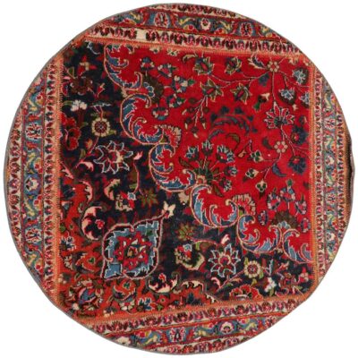 Vintage Persian Hand-Knotted Patchwork Carpet Floral Red
