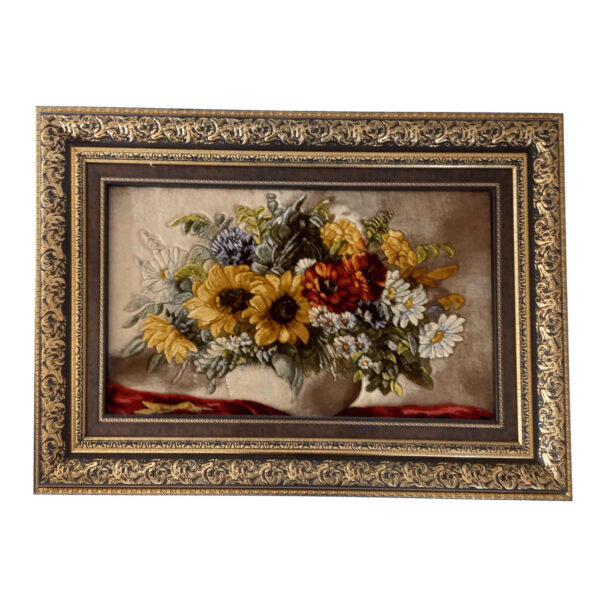 Hand-Knotted Persian Pictorial Rug Depicting Sunflower