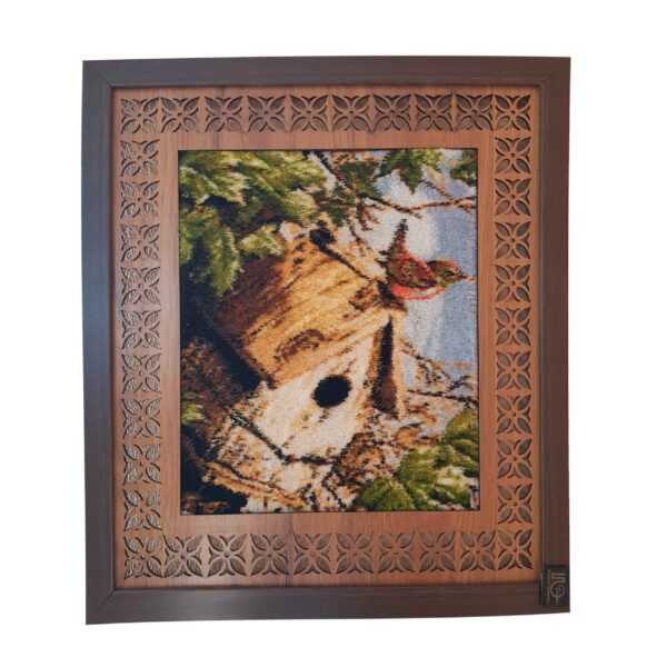 Hand-Knotted Persian Pictorial Rug Depicting Bird's Nest