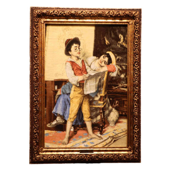 Hand-Knotted Persian Pictorial Rug from Tabriz Depicting Kids