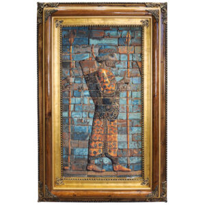 Persian Silk Carpet Wall Art Hand-Knotted in Tabriz Persepolis Soldier