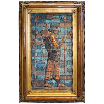 Hand-Knotted Persian Pictorial Rug from Tabriz Depicting Persepolis Soldier