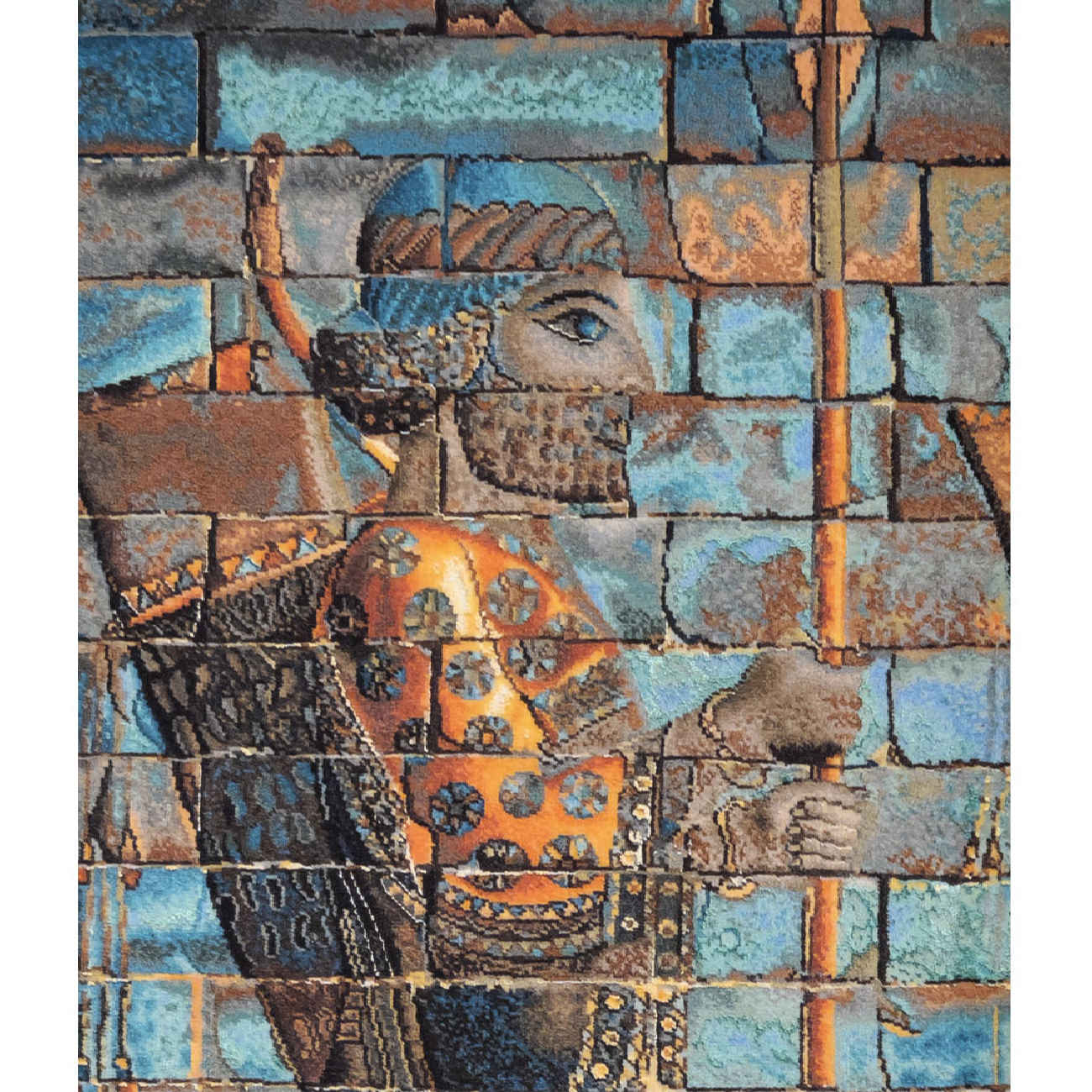 Hand-Knotted Persian Pictorial Rug from Tabriz Depicting Persepolis Soldier