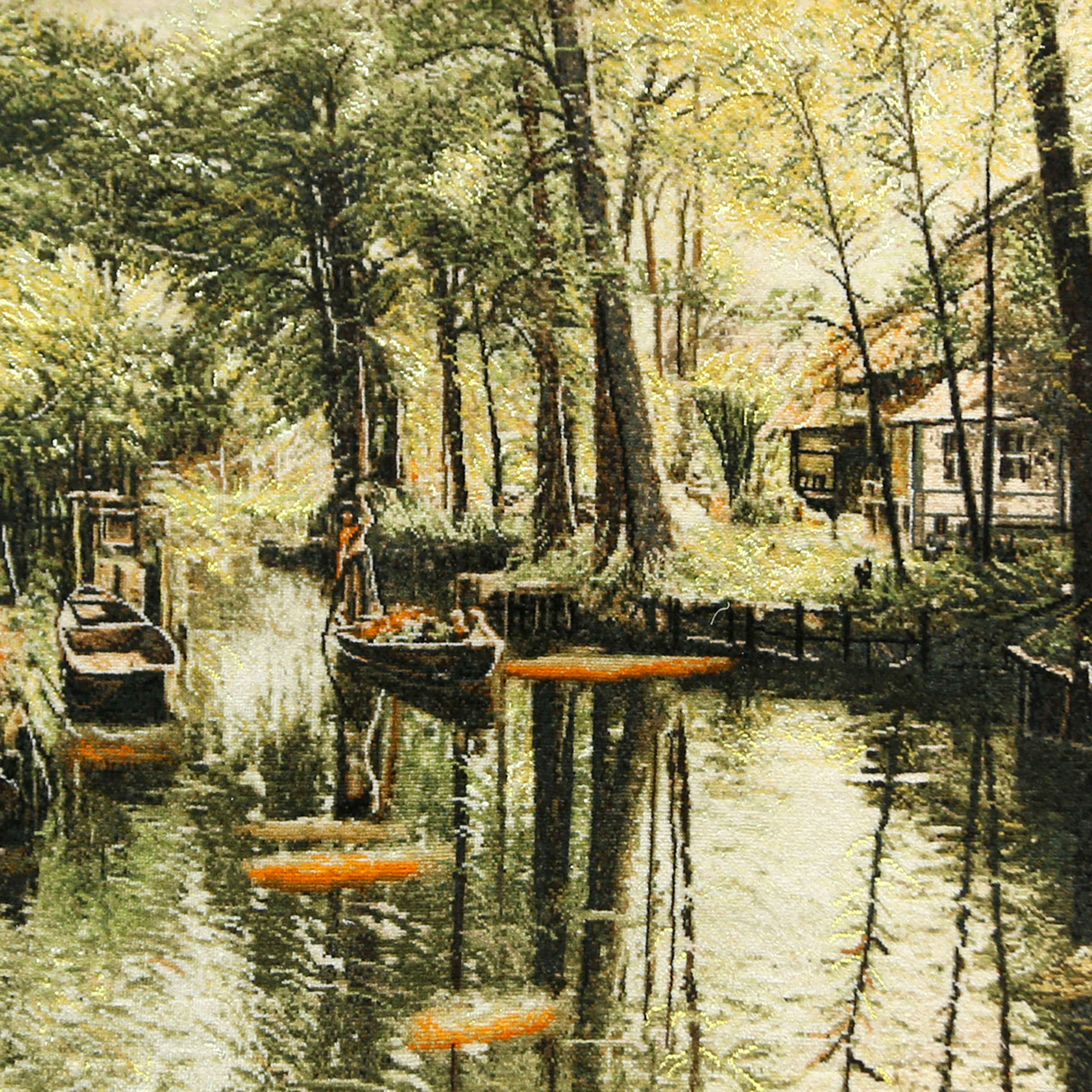 Hand-Knotted Persian Pictorial Rug from Tabriz Depicting River