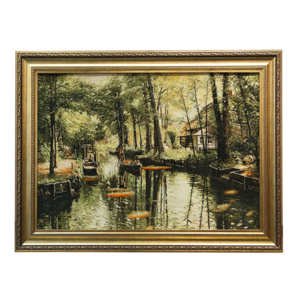 Hand-Knotted Persian Pictorial Rug from Tabriz Depicting River