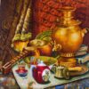 Hand-Knotted Persian Pictorial Rug from Tabriz Depicting Samovar & Tea