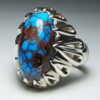 Persian Neyshabur Turquoise Silver Ring Handcrafted Model Spider