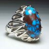 Persian Neyshabur Turquoise Silver Ring Handcrafted Model Spider