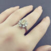 Yellow Citrine Silver Ring for Women Flower