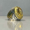 Persian Yellow Citrine Silver Ring for Men Aref