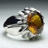 Persian Yellow Citrine Silver Ring for Men Dara