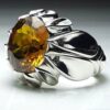 Persian Yellow Citrine Silver Ring for Men Dara