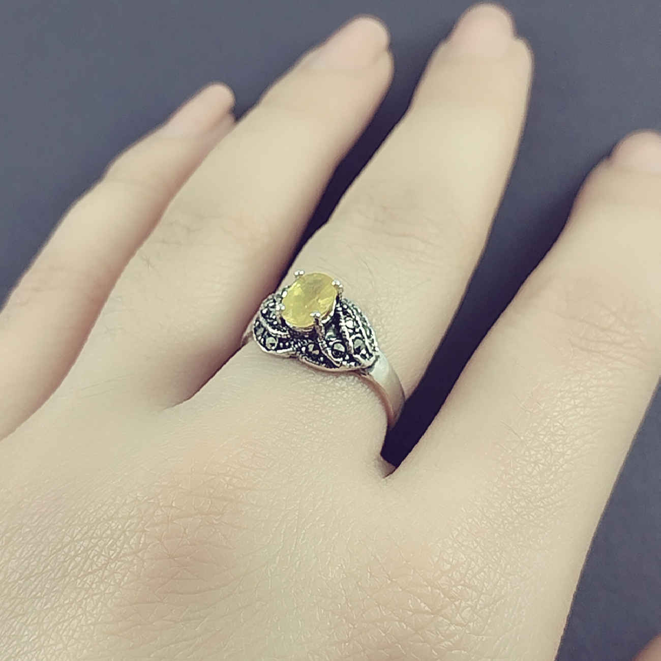 Yellow Citrine Silver Ring for Women