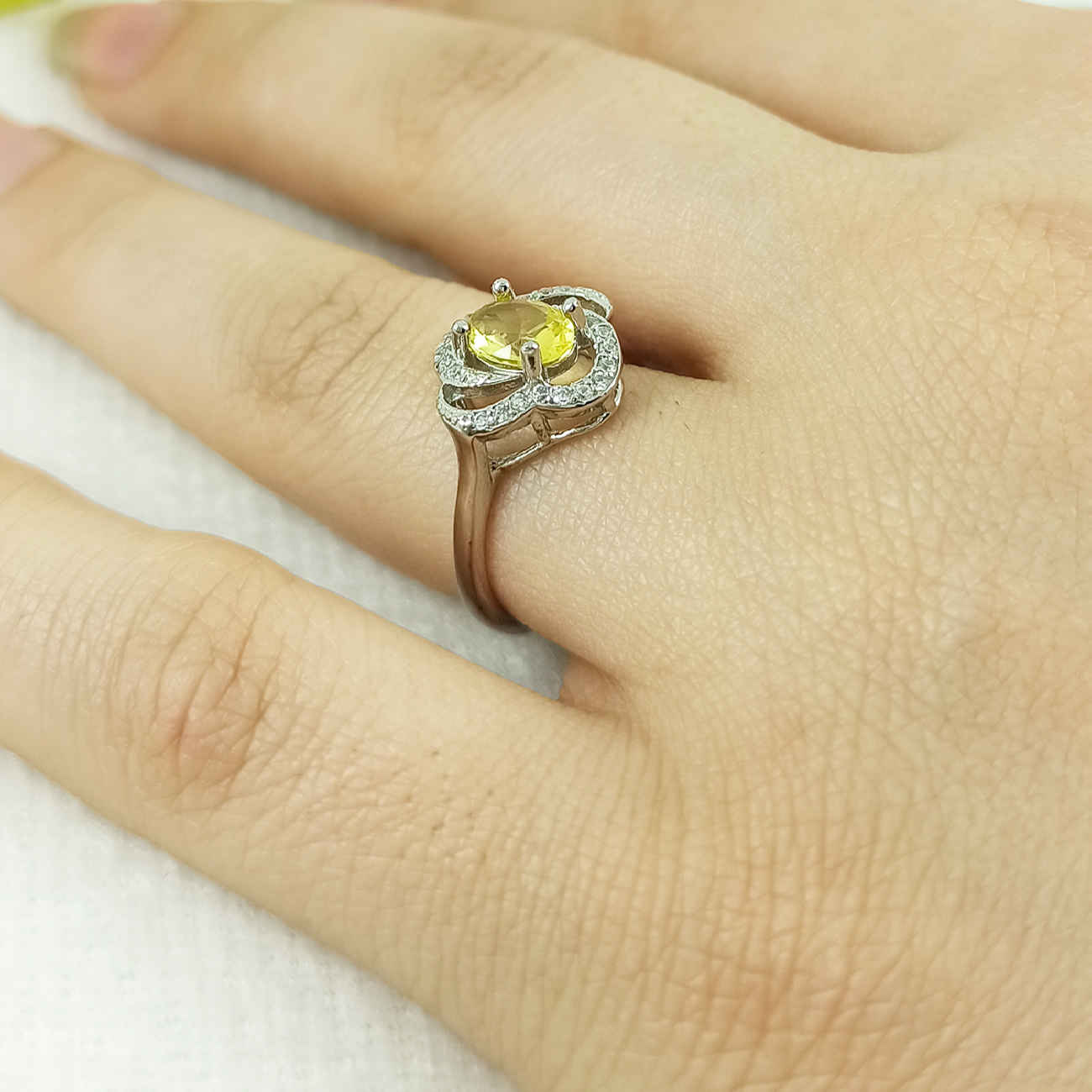 Yellow Citrine Silver Ring for Women Mastaneh