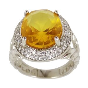 Persian Silver Ring with Citrine for Women Afsoon