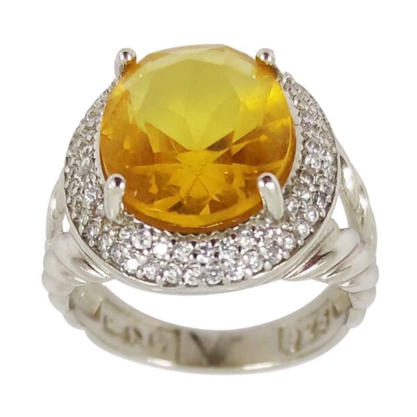 Persian Yellow Citrine Silver Ring for Men Afsoon