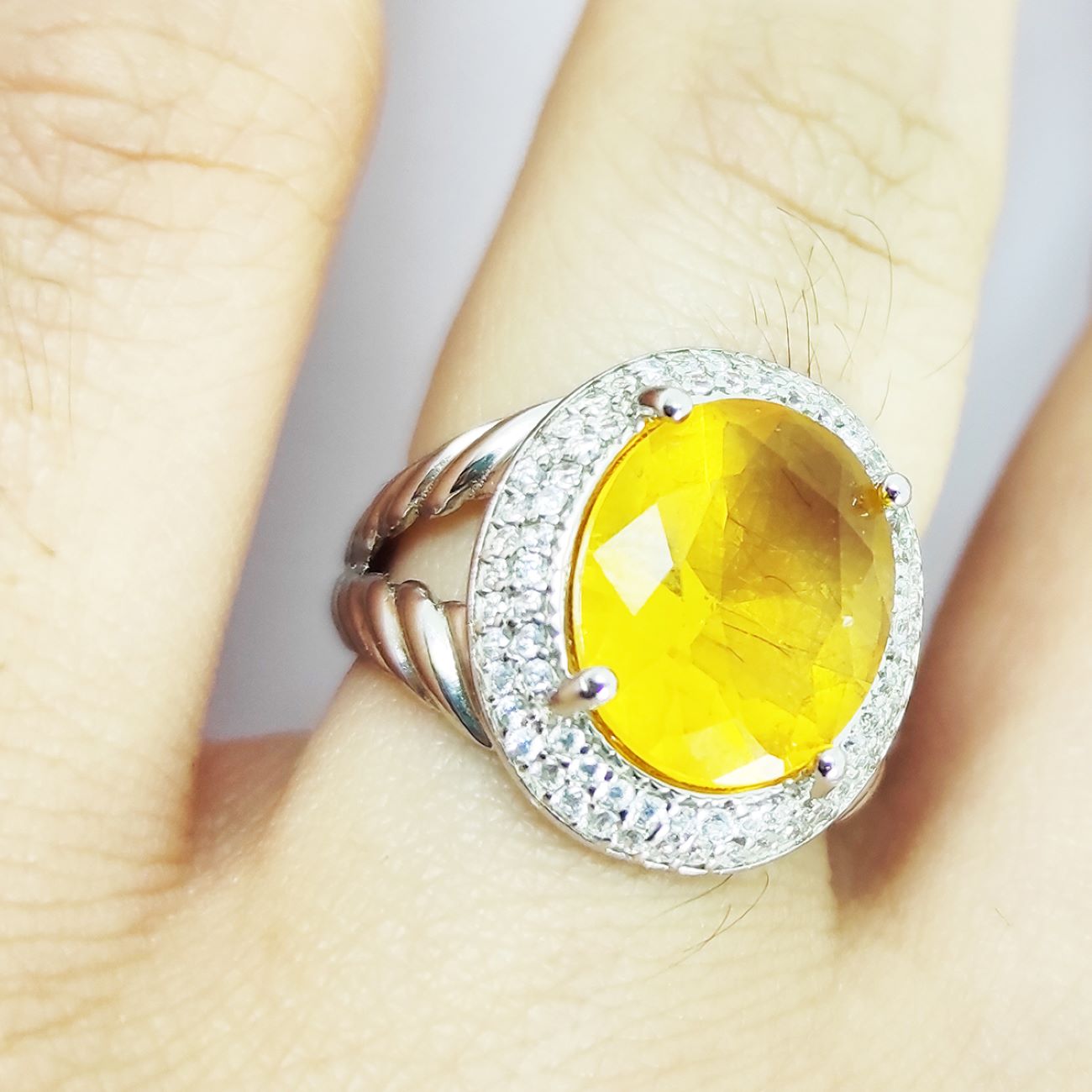 Persian Yellow Citrine Silver Ring for Men Afsoon