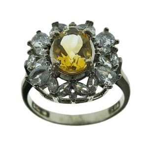 Persian Silver Ring with Citrine for Women Akhtar