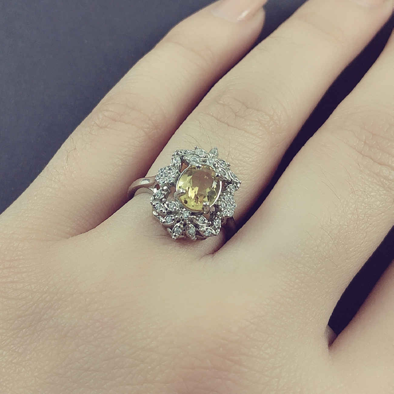 Yellow Citrine Silver Ring for Women Anahita