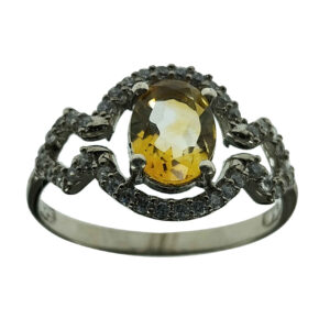 Persian Silver Ring with Citrine for Women Kamand