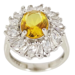 Persian Silver Ring with Citrine for Women Khorshid