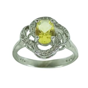 Yellow Citrine Silver Ring for Women Mastaneh