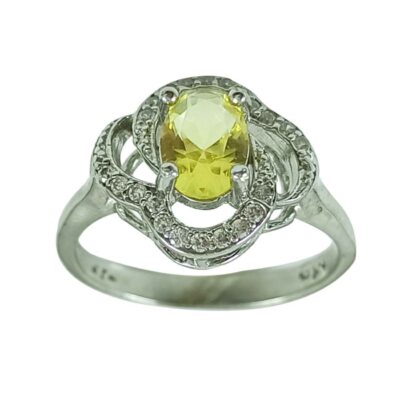Yellow Citrine Silver Ring for Women Mastaneh