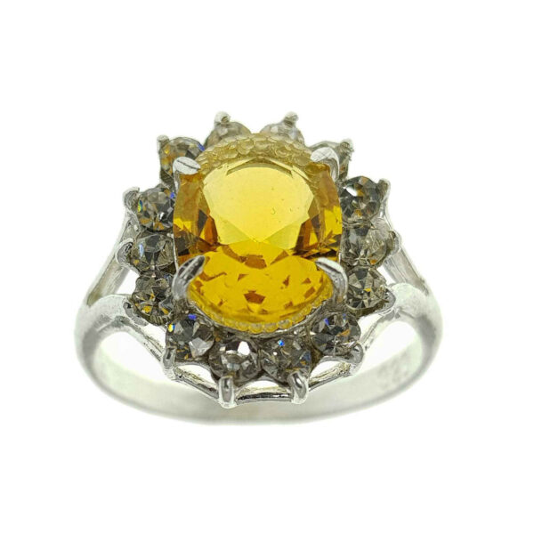 Yellow Citrine Silver Ring for Women Natural
