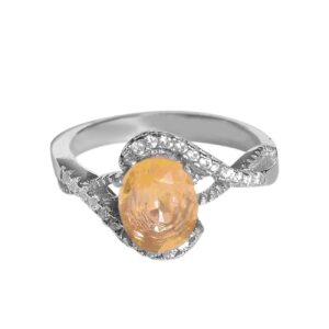 Yellow Citrine Silver Ring for Women