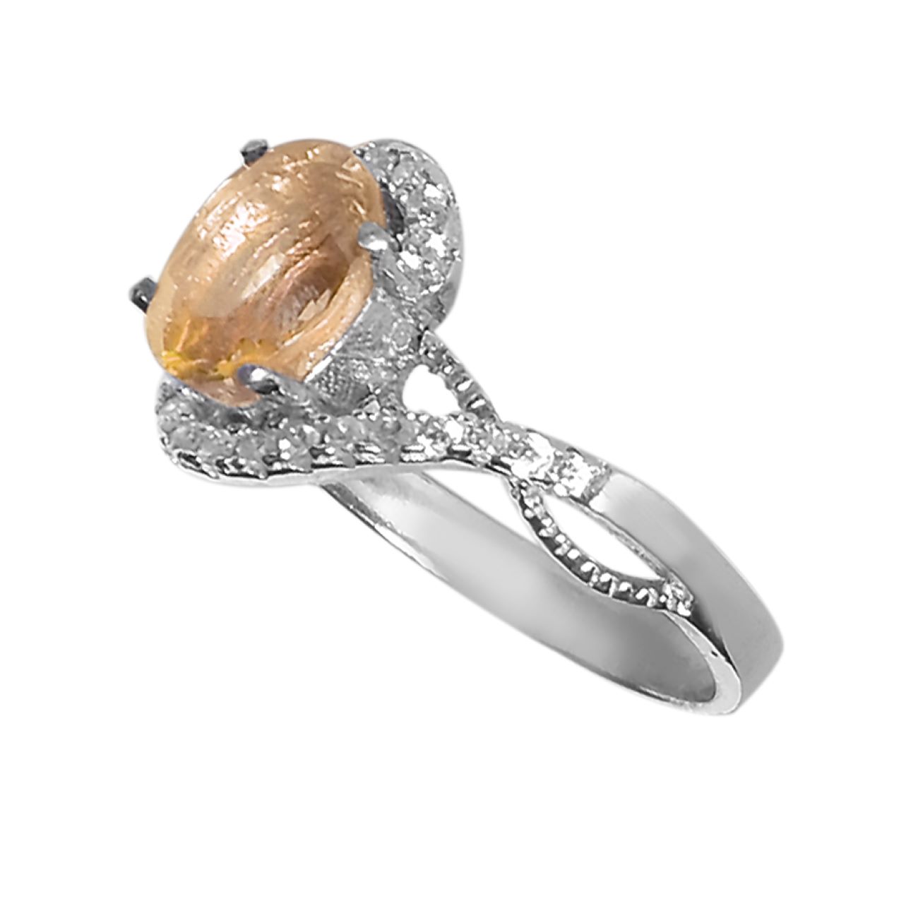 Yellow Citrine Silver Ring for Women