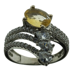 Persian Silver Ring with Real Citrine for Women