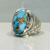 Persian Neyshabur Turquoise Silver Ring Handcrafted for Men