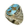 Persian Neyshabur Turquoise Silver Ring Handcrafted for Men