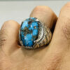 Persian Neyshabur Turquoise Silver Ring Handcrafted for Men