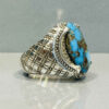 Persian Neyshabur Turquoise Silver Ring Handcrafted for Men