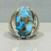 Persian Neyshabur Turquoise Silver Ring Handcrafted for Men