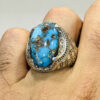 Persian Neyshabur Turquoise Silver Ring Handcrafted for Men