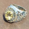 Persian Yellow Citrine Silver Ring for Men Varshasb