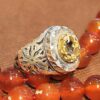 Persian Yellow Citrine Silver Ring for Men Varshasb