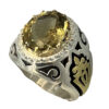 Persian Yellow Citrine Silver Ring for Men Tirdad