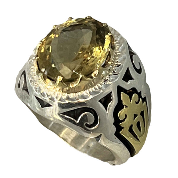 Persian Yellow Citrine Silver Ring for Men Tirdad