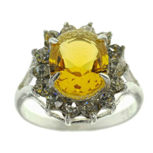 Persian Silver Ring with Yellow Citrine for Women