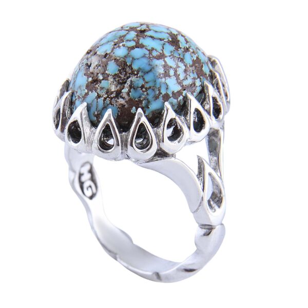 Persian Neyshabur Turquoise Silver Ring Handcrafted