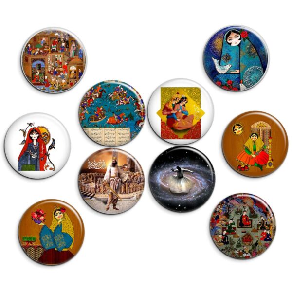 Persian Traditional Pinback Button Set (10 pcs)