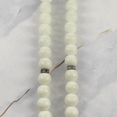 Islamic Agate Rosary Crafted with 33 Prayer Beads Tasbih White