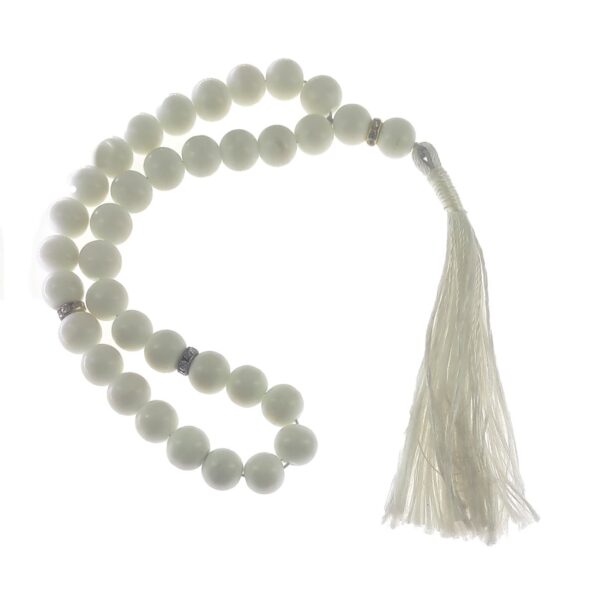 Islamic Agate Rosary Crafted with 33 Prayer Beads Tasbih White