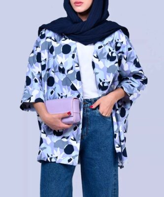 Persian Women’s Open Front Manto Loose Fit Dotted Design