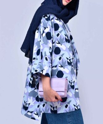 Persian Women’s Open Front Manto Loose Fit Dotted Design
