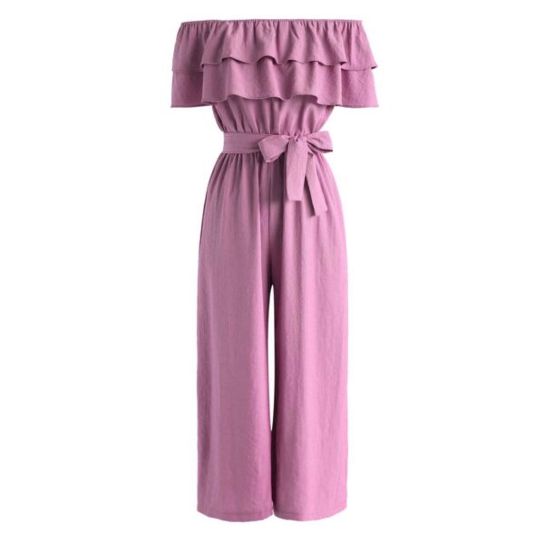 Pink Off the Shoulder Jumpsuit with Ruffles for Women