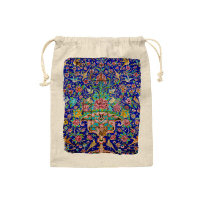 Drawstring Cotton Storage Bag – Eco-Friendly and Reusable with Persian Tiles Design